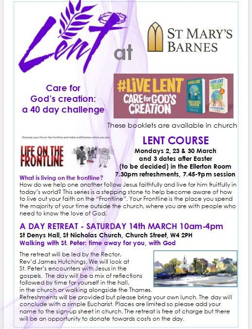 Lent 2020 at St Mary Barnes